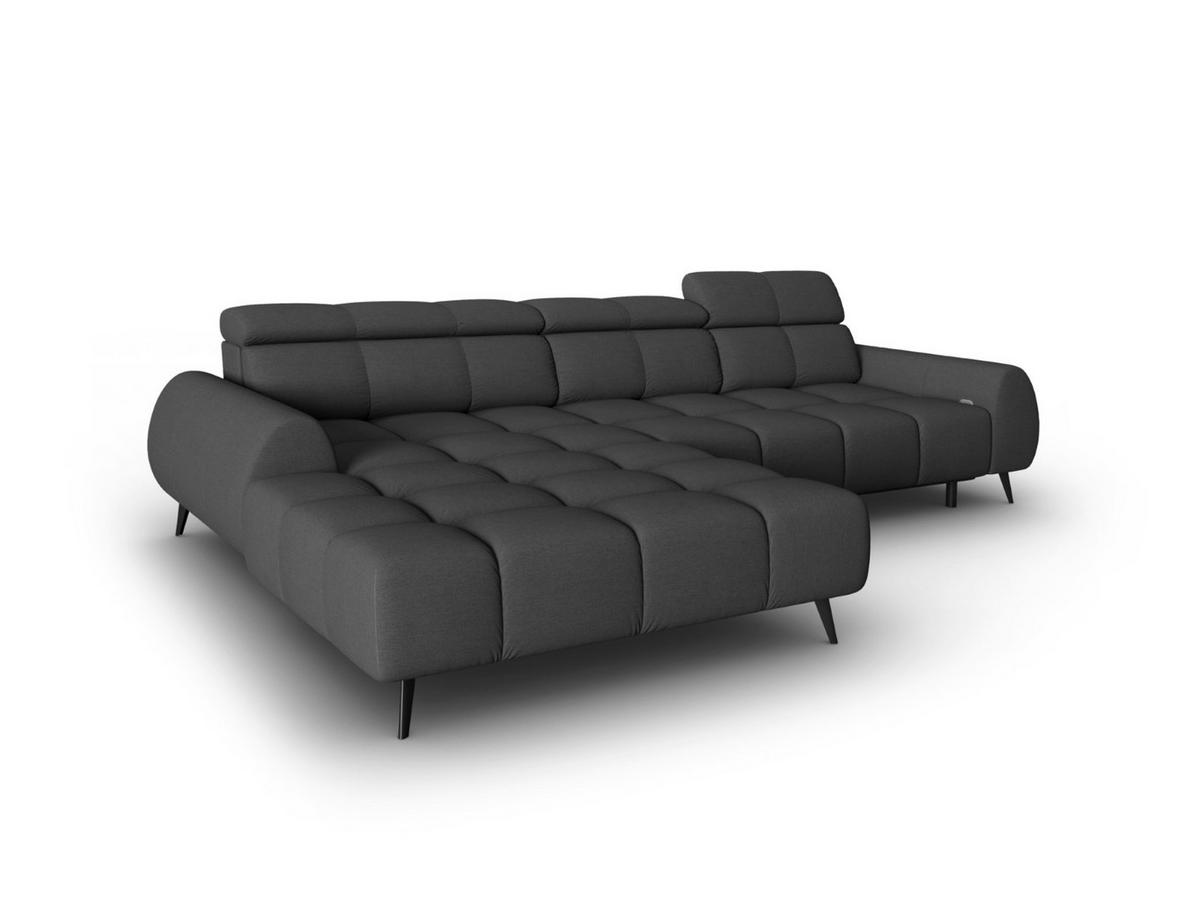 ELEKTRISCHES-ECKSOFA links Alyse aus strukturiertem Stoff dunkelgrau 5 Sitzplätze - Dunkelgrau, Textil (188/295cm) - Micadoni