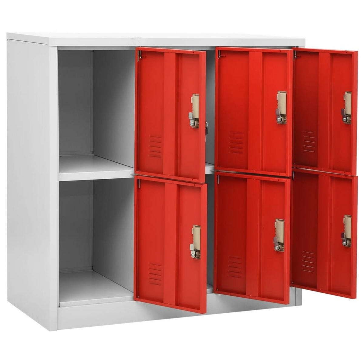 SCHLIESSFACHSCHRANK Hellgrau Und Rot 90/45/92,5 Cm Stahl - Rot, Metall (45/92.5/90cm) - vidaXL