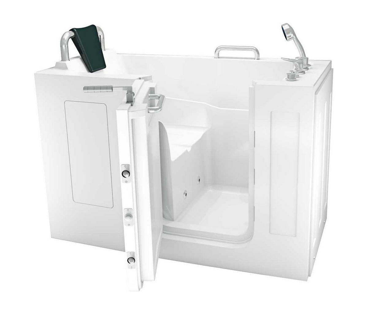 SITZWANNE Whirlpool mit Tür S07WP-A-L - Weiß, Glas/Kunststoff (76/116/140cm) - AcquaVapore by Sandra Jentho