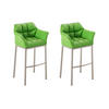BARHOCKER 2er Set Lederlook grün - Edelstahlfarben/Grün, Textil/Metall (64/110/48cm) - CLP