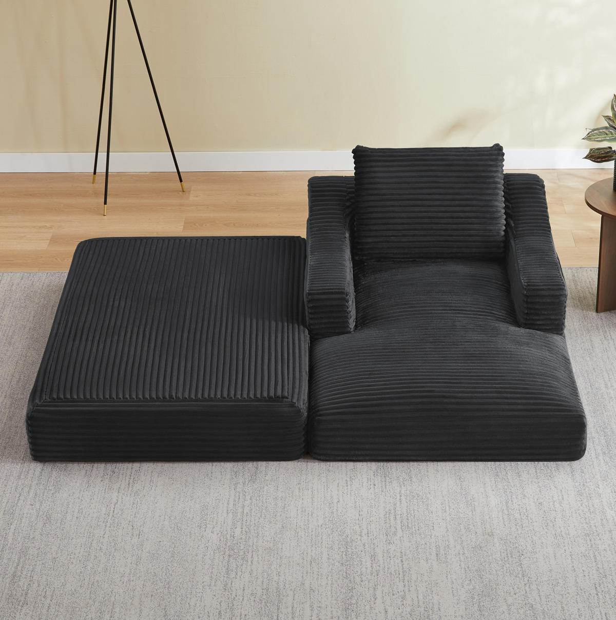 LOUNGESESSEL mit Doppelschicht-Design Cord Dunkelgrau - Dunkelgrau, Textil (162/68/100cm) - Meubliv