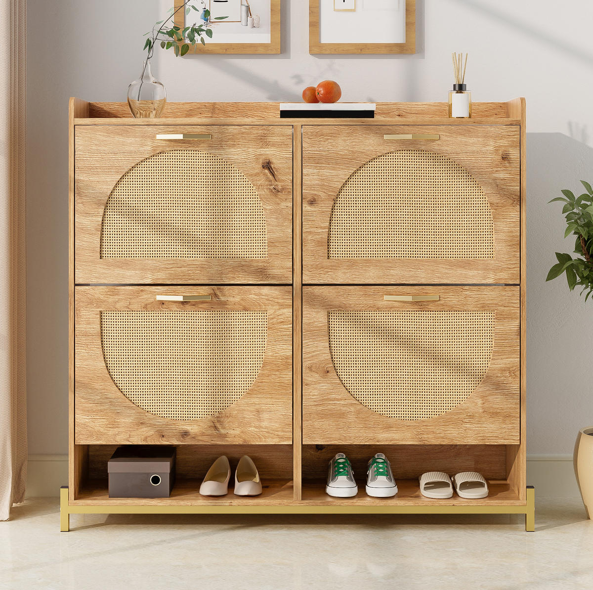 SCHUHSCHRANK platzsparend 108,5 x 24 x 100 cm MDF Wood - Zwetschgeholzfarben, Holz (24/100/108.5cm) - Beauniv