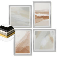 WANDBILDER 4er Set - 50x50 cm & 40x60 cm Silberner Rahmen - Abstrakte braune Landschaften - Silberfarben, Kunststoff (50/50cm) - ArtPrintCave