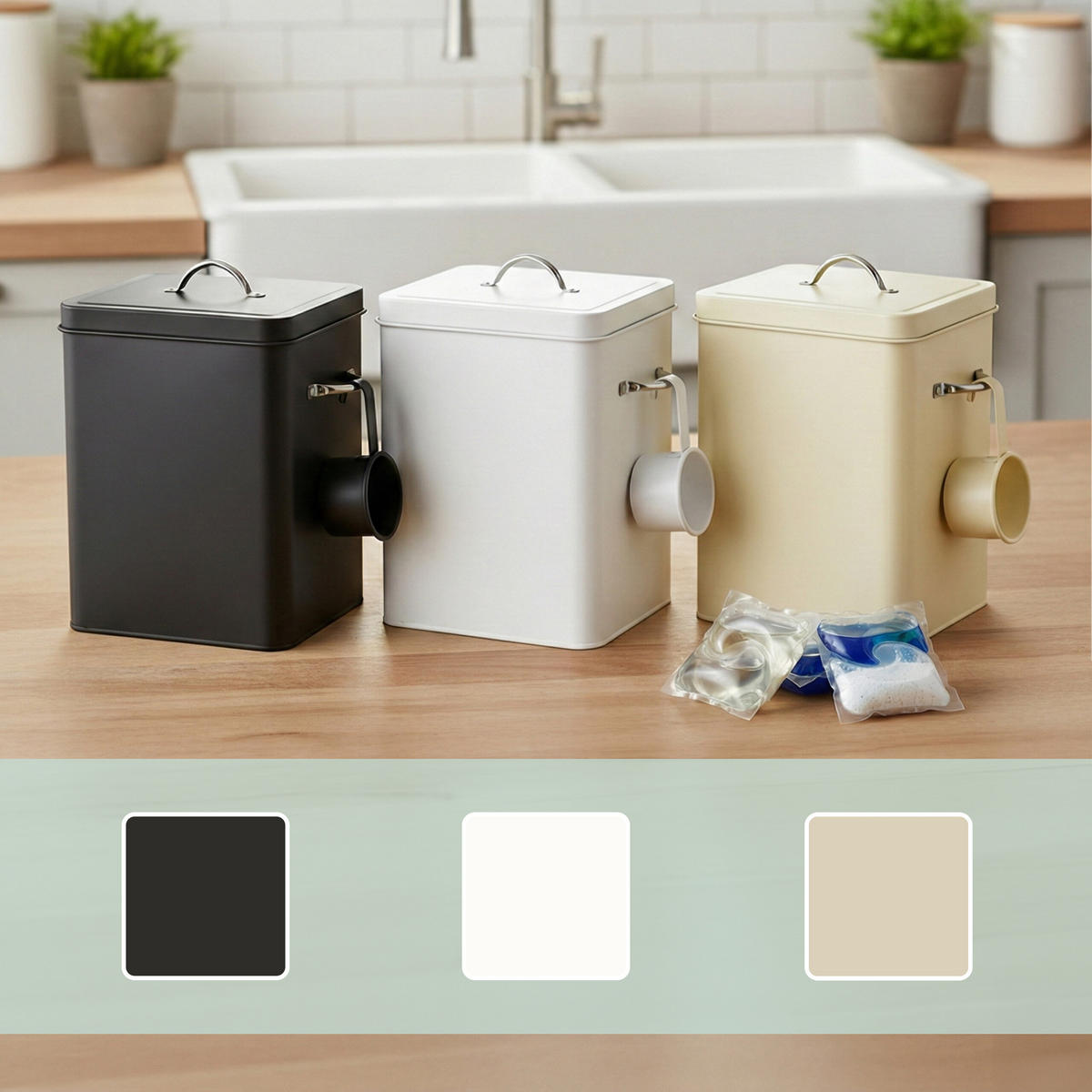 BOX na pranie - béžová, kov (18/25.5/15.5cm) - Relaxdays