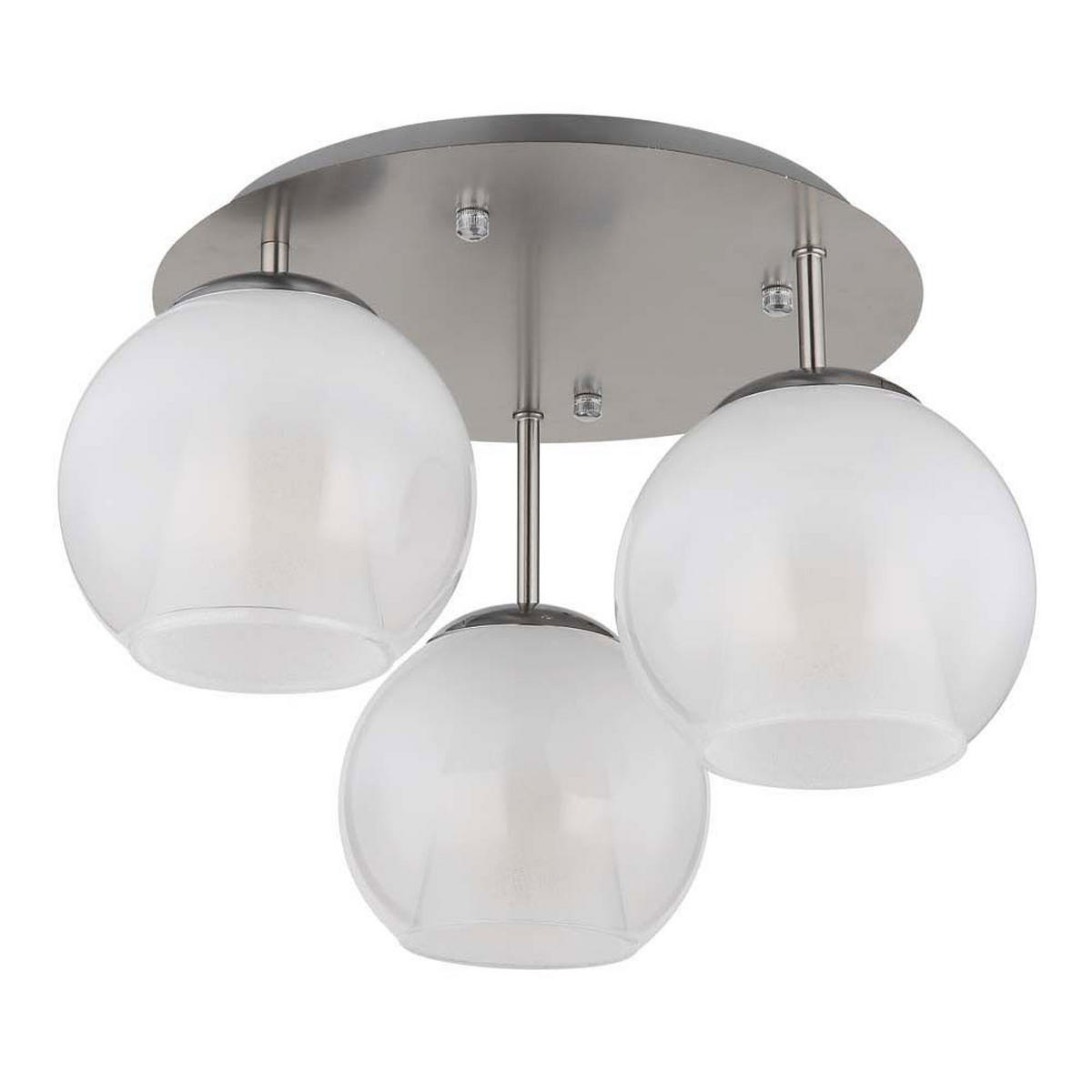 DECKENLEUCHTE LED BARRY Metall/Glas, verchromt, 3-flammig - Silberfarben, Glas (41/41/28.5cm) - Globo Lighting