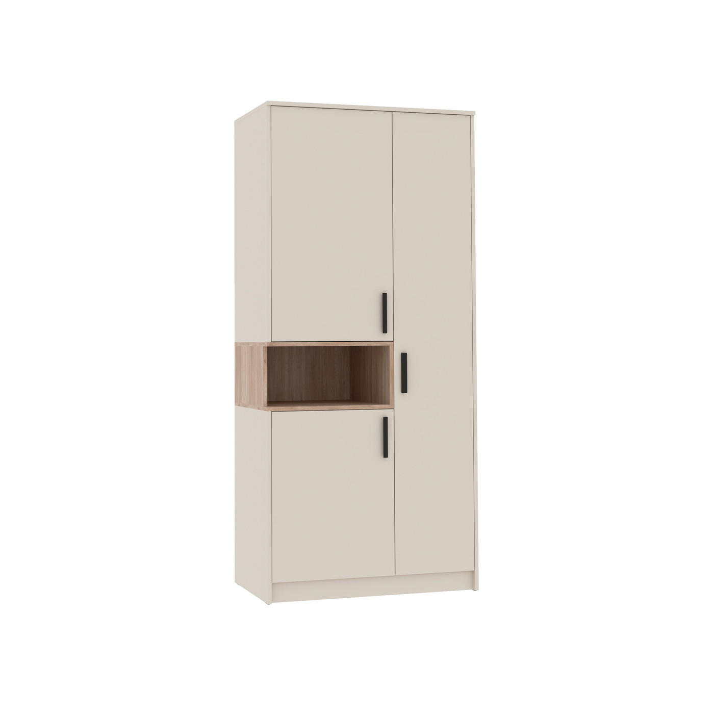 KLEIDERSCHRANK DREHTÜRENSCHRANK G1/C GRAUBEIGE CASHMERE 88/195/54 - Kaschmir/Schwarz, Holzwerkstoff (88/195/54cm) - Marmex Möbel