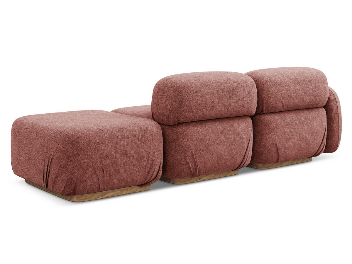3-SITZER SOFA Rechts Chenille Stoff Pink - Pink/Hellrosa, Holz/Textil (258/73/95cm) - Makamii