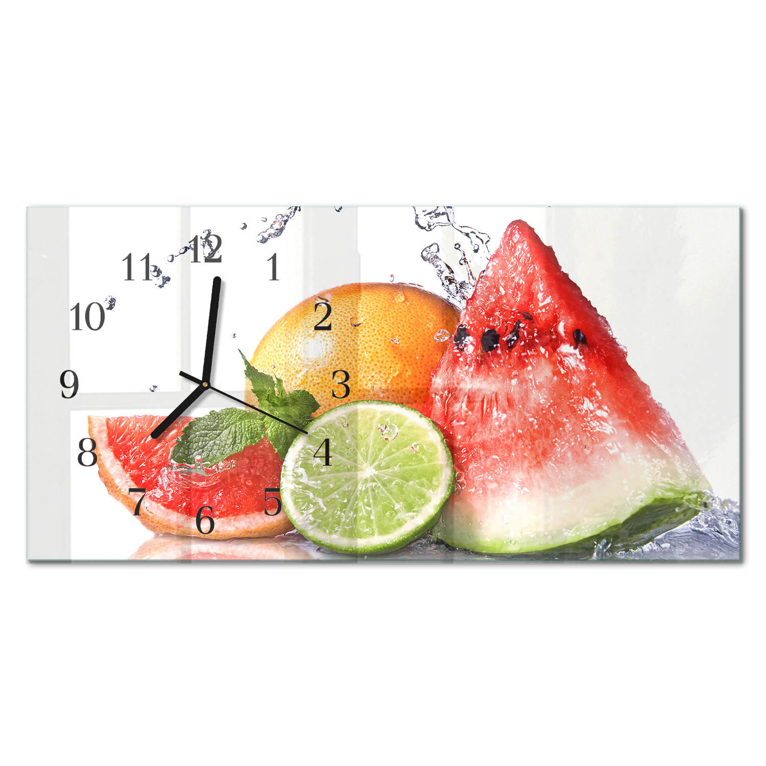 WANDUHR 60x30 cm - Gras - Rot, Glas (60/30/0.4cm) - TULUP