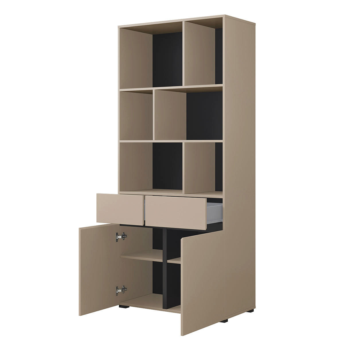 REGÁL NA KNIHY Lilia Taupe - taupe, kompozitné drevo (85/190/38.5cm) - Petits-meubles