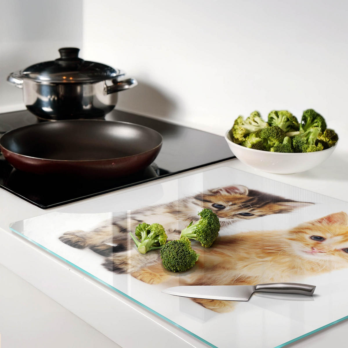 GLASPLATTE 60x52 cm Katze Tier - Cognac, Glas (60/52cm) - TULUP