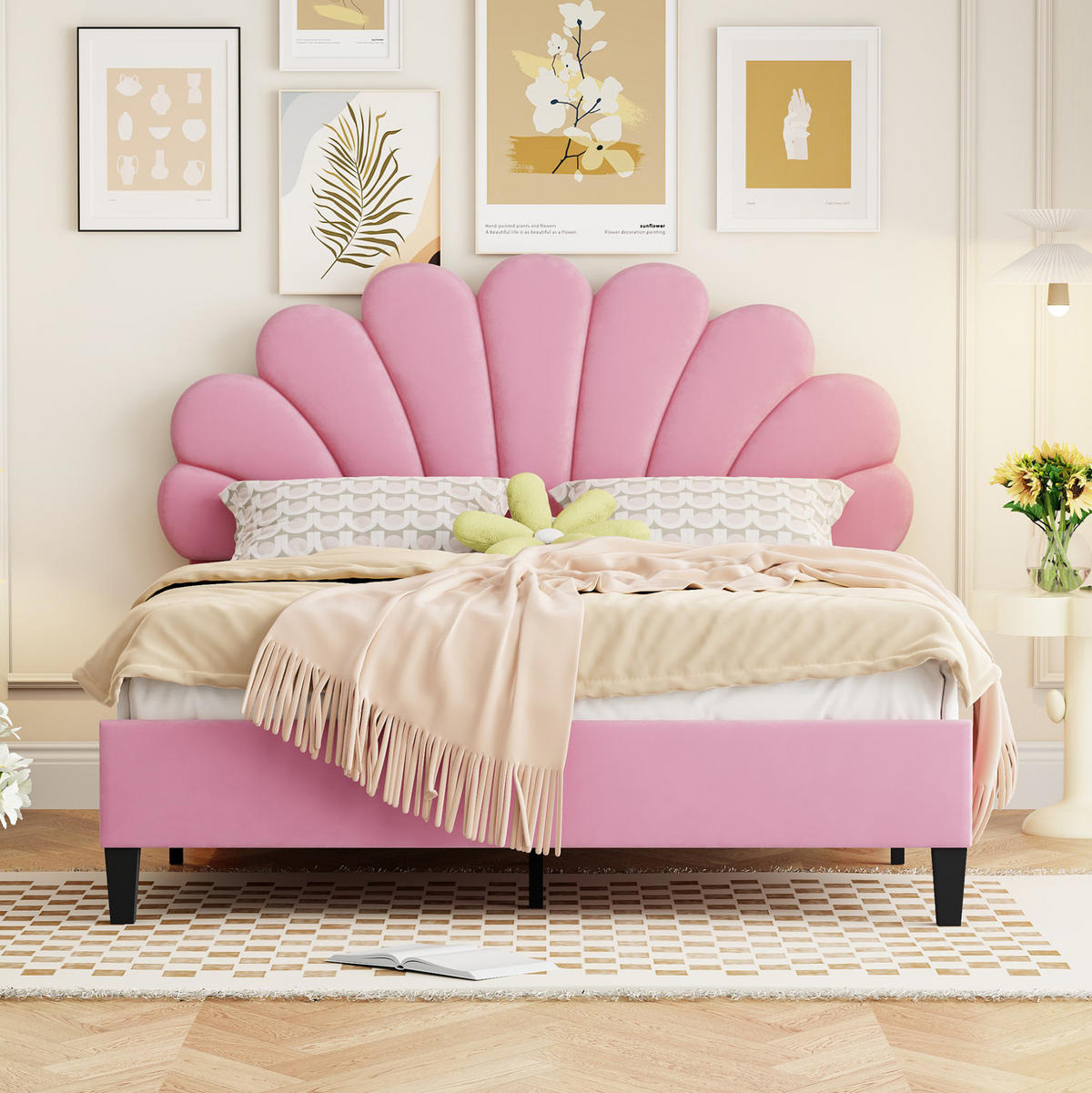 POLSTERBETT 140/200 cm Pink aus Samt mit Lattenrost - Rosa, Textil (140/200cm) - OKMYHOME