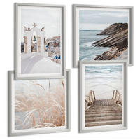 BILDER SET 4er Set - 50x50 cm & 40x60 cm Silberner Rahmen - Meeresarchitektur Santorin - Silberfarben, Kunststoff (50/50cm) - TULUP