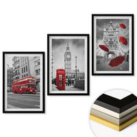 WANDBILDER 3er-Set - 40x60 cm Schwarzer Rahmen - Red Accents London - Schwarz, Kunststoff (40/60cm) - ArtPrintCave