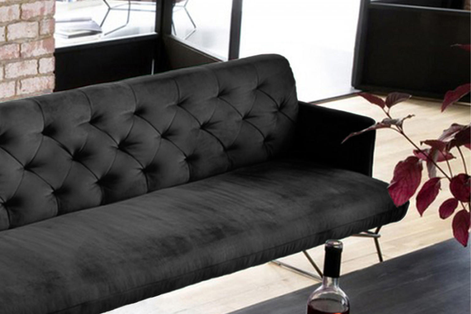 ESSZIMMERBANK CHARME Schwarz Velvet - Schwarz, Textil (206/85/68cm) - KAWOLA