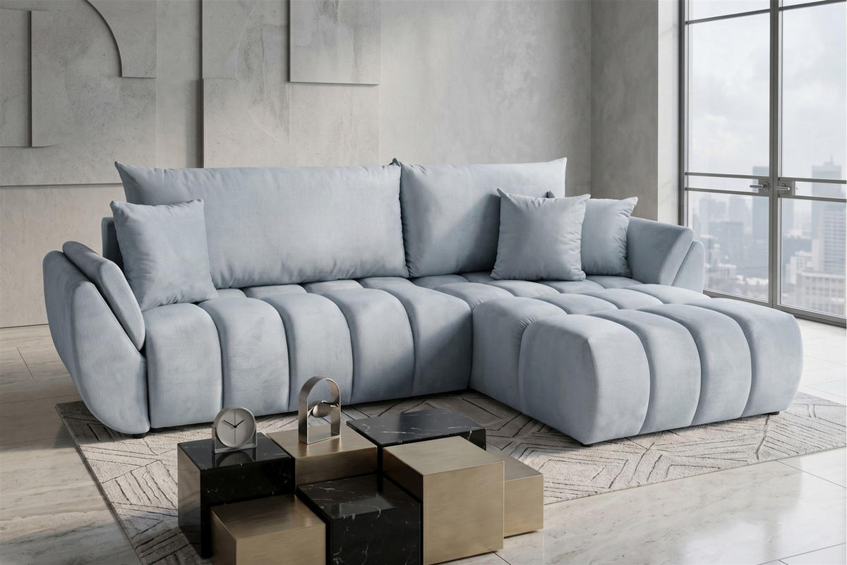ECKSOFA Collin Mit Schlaffunktion - Hellgrau, Holzwerkstoff/Textil (185/280cm) - Fun Möbel