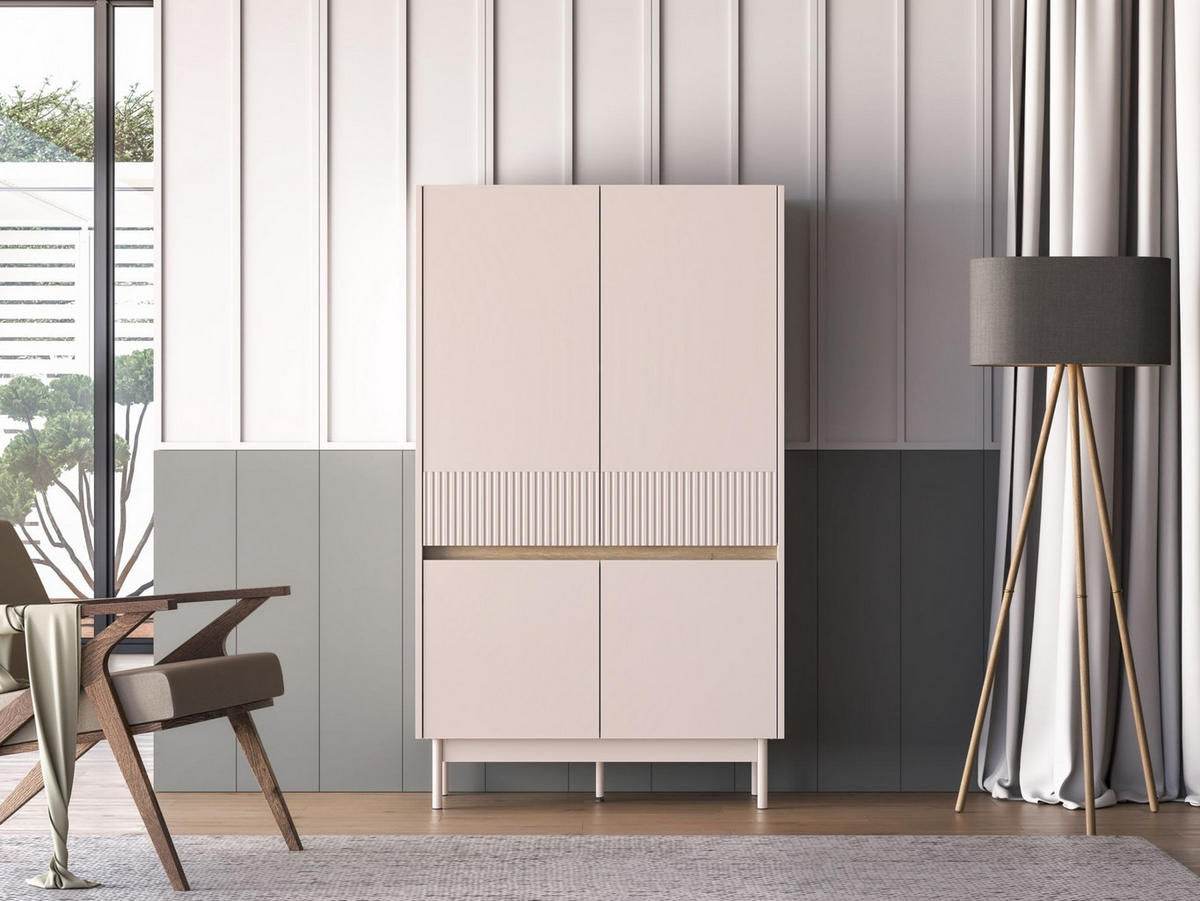 HIGHBOARD Dunea kašmírovo sivá/dekor duba 92 cm - taupe, kov/kompozitné drevo (92/156/40cm) - Selsey