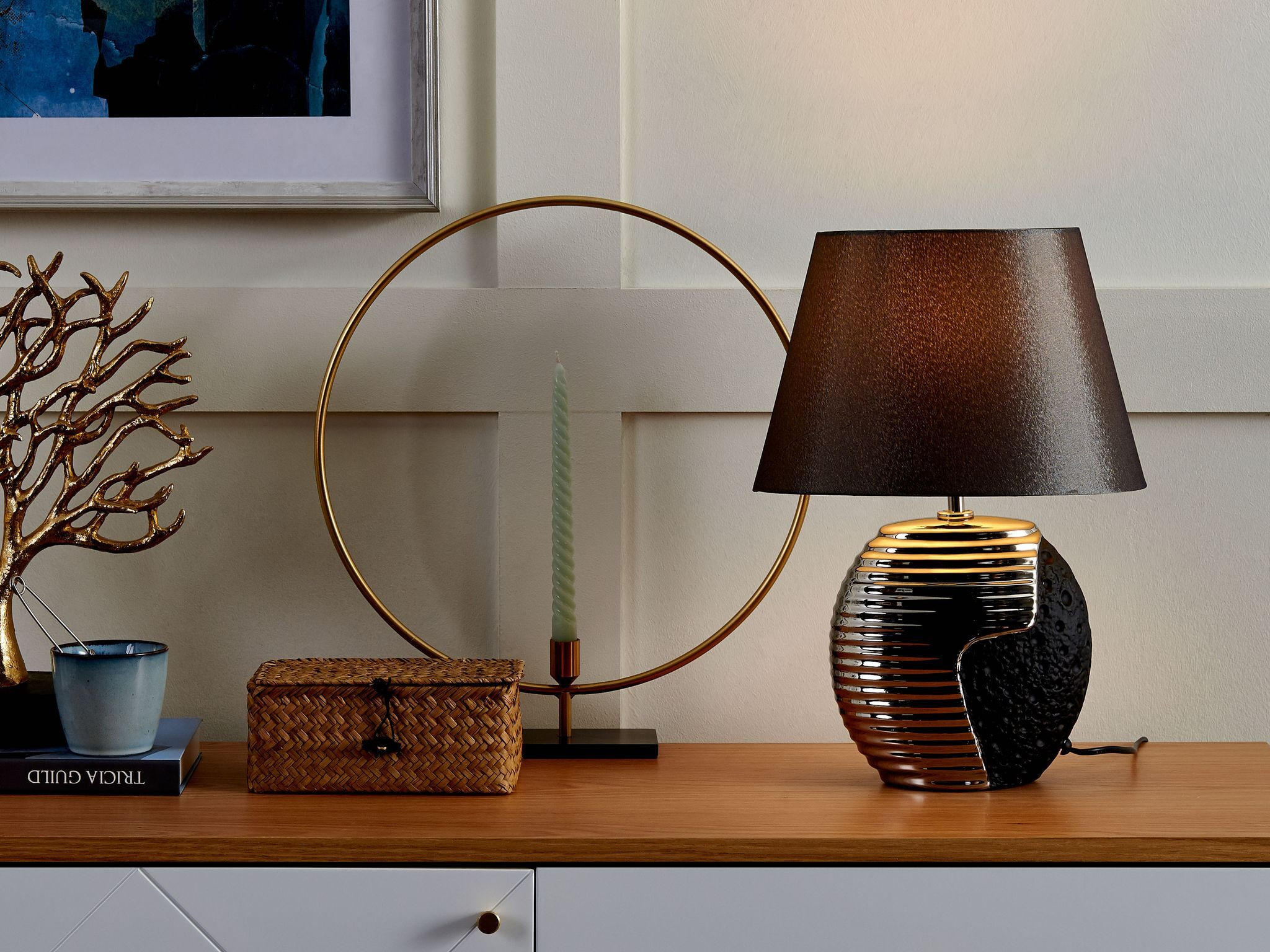 TISCHLAMPE Esla 30/30/41 cm - Schwarz, Keramik (30/30/41cm) - Beliani