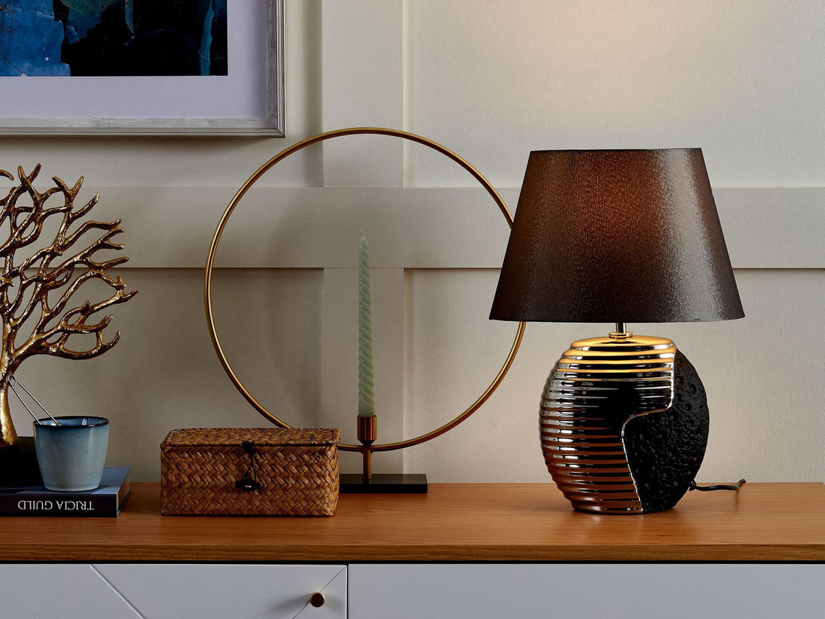 TISCHLAMPE Esla 30/30/41 cm - Schwarz, Keramik (30/30/41cm) - Beliani