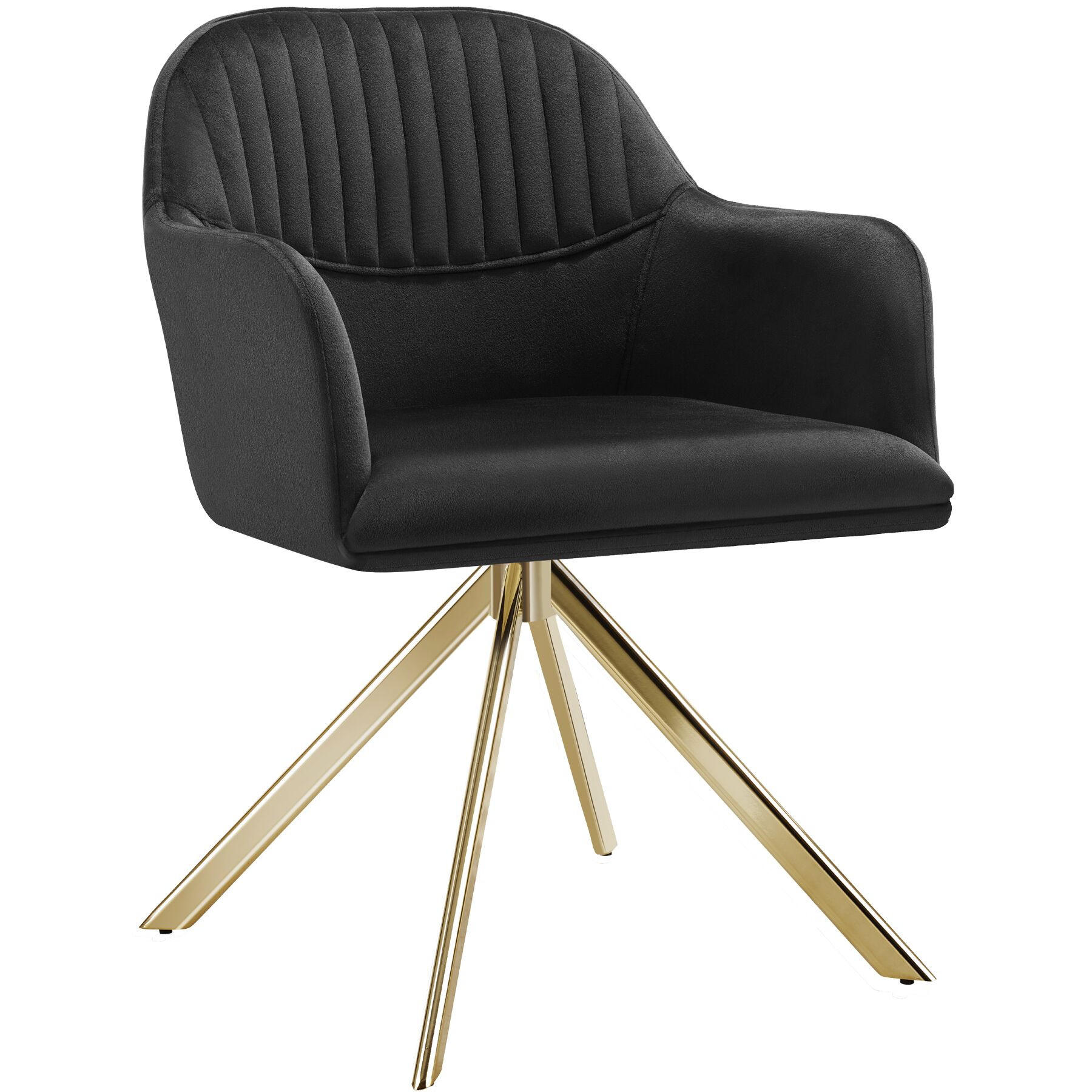 DREHSTUHL Lona 56 x 59 x 81 cm schwarz/gold - Goldfarben/Schwarz, Textil (56/81/59cm) - tectake