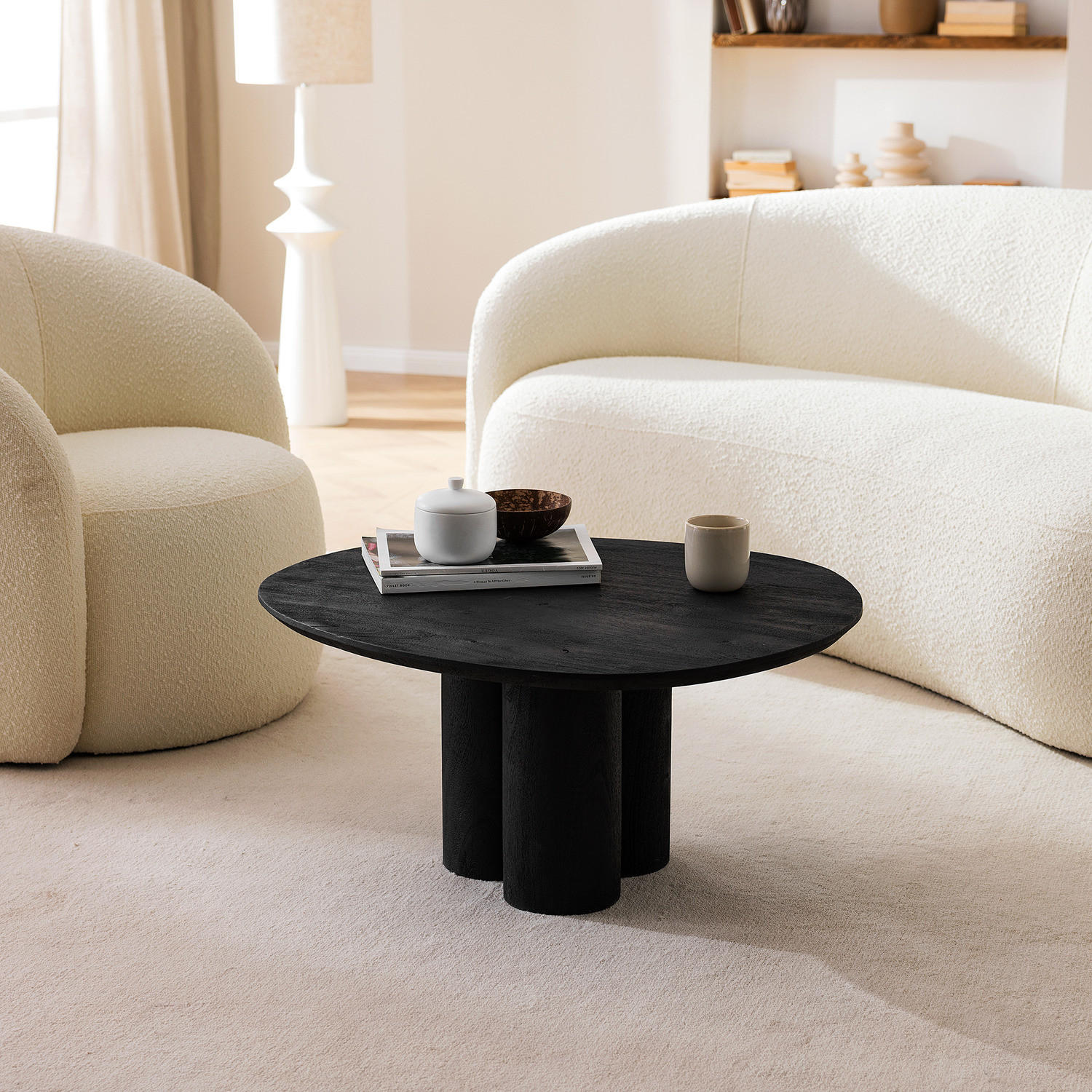 COUCHTISCH - Akazie massiv Schwarz - Schwarz/Akaziefarben, Holz (78/78/37cm) - home24