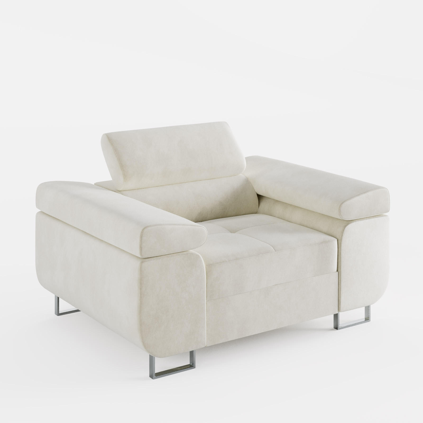 SESSEL VEMO SOLO, in Creme, Velours-Stoff - Creme, Textil (135/88/100cm) - Barchello