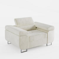SESSEL VEMO SOLO, in Creme, Velours-Stoff - Creme, Textil (135/88/100cm) - Barchello