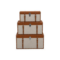 TRUHE und Kiste - 51 cm, 62 cm, 68 cm x 24 cm, 30 cm, 35 cm - kunstleder - braun, taupe Jacinto - Taupe/Braun, Textil (51/40/24cm) - Vente-Unique