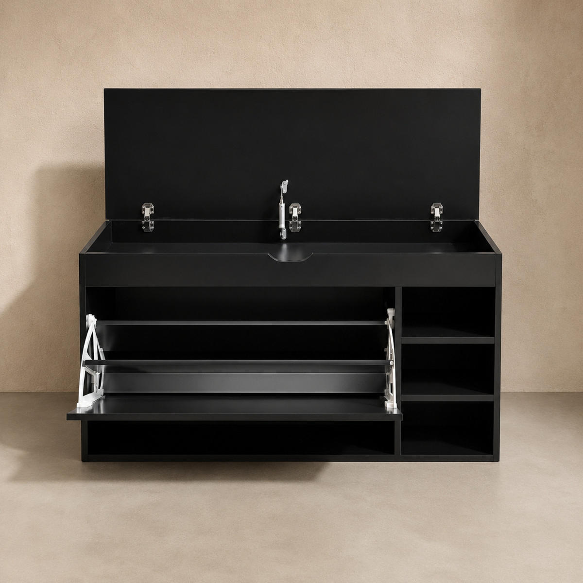 SCHUHSCHRANK mit Sitzfläche Gradia 100/34/53 cm - Schwarz, Holzwerkstoff (34/53/100cm) - BOXIMO