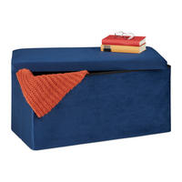 SITZBANK - Blau, Holzwerkstoff/Textil (77/38/39cm) - Relaxdays