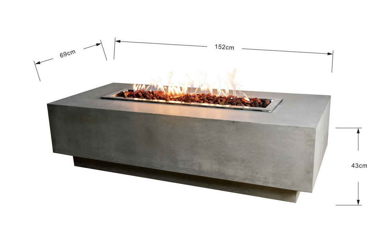 FEUERSTELLE Granville in Beton-Optik grau aus Faserbeton - Grau, Stein (79/48/160cm) - Elementi