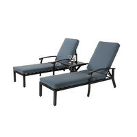 LOUNGE STUHL Patio Stuhl mit Baumwollkissen Blau 2-tlg - Blau, Metall (58/100/204cm) - ComfortXL