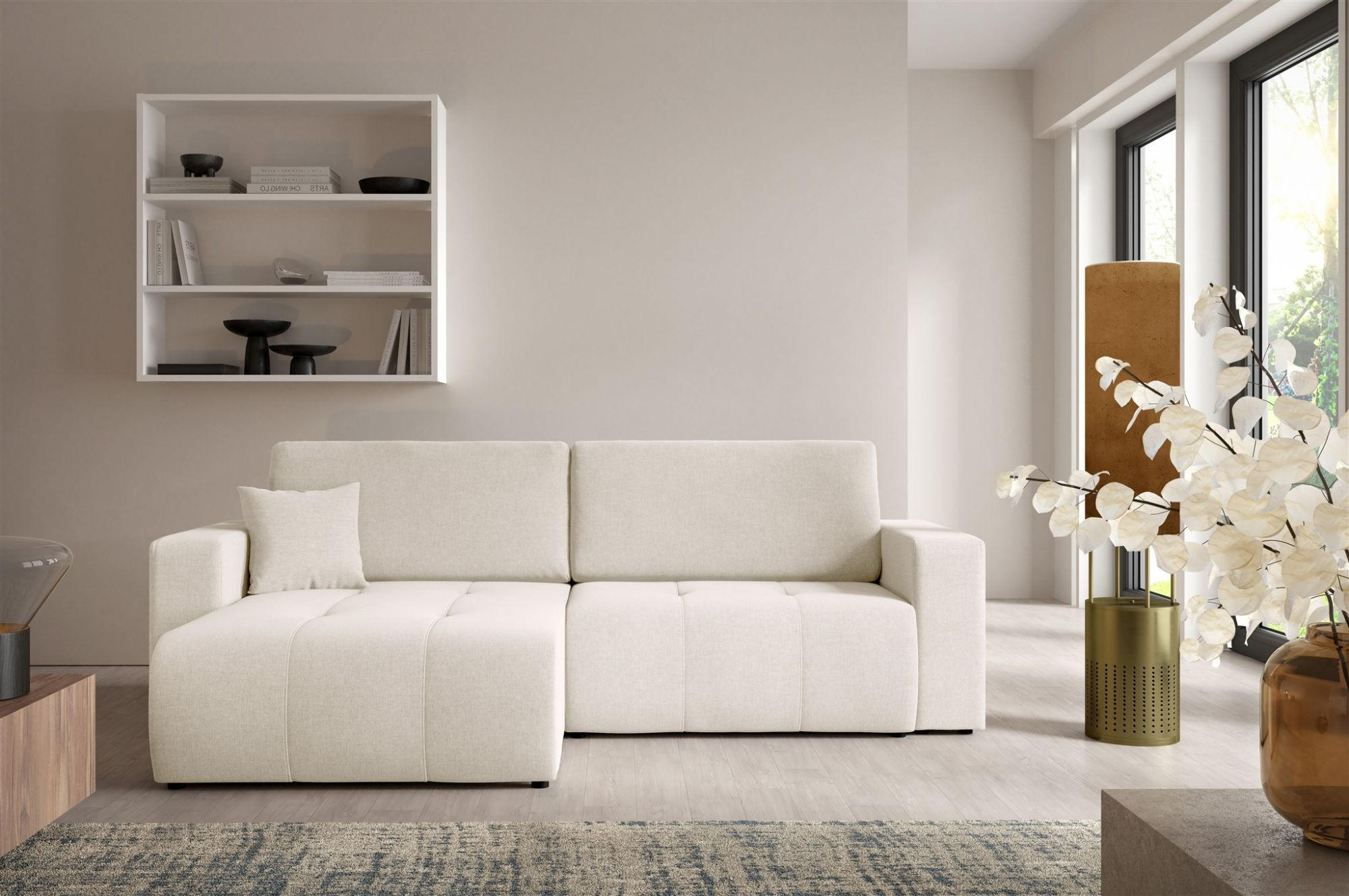 ECKSOFA Augusto - Creme, Holzwerkstoff/Textil (244/149cm) - Fun Möbel