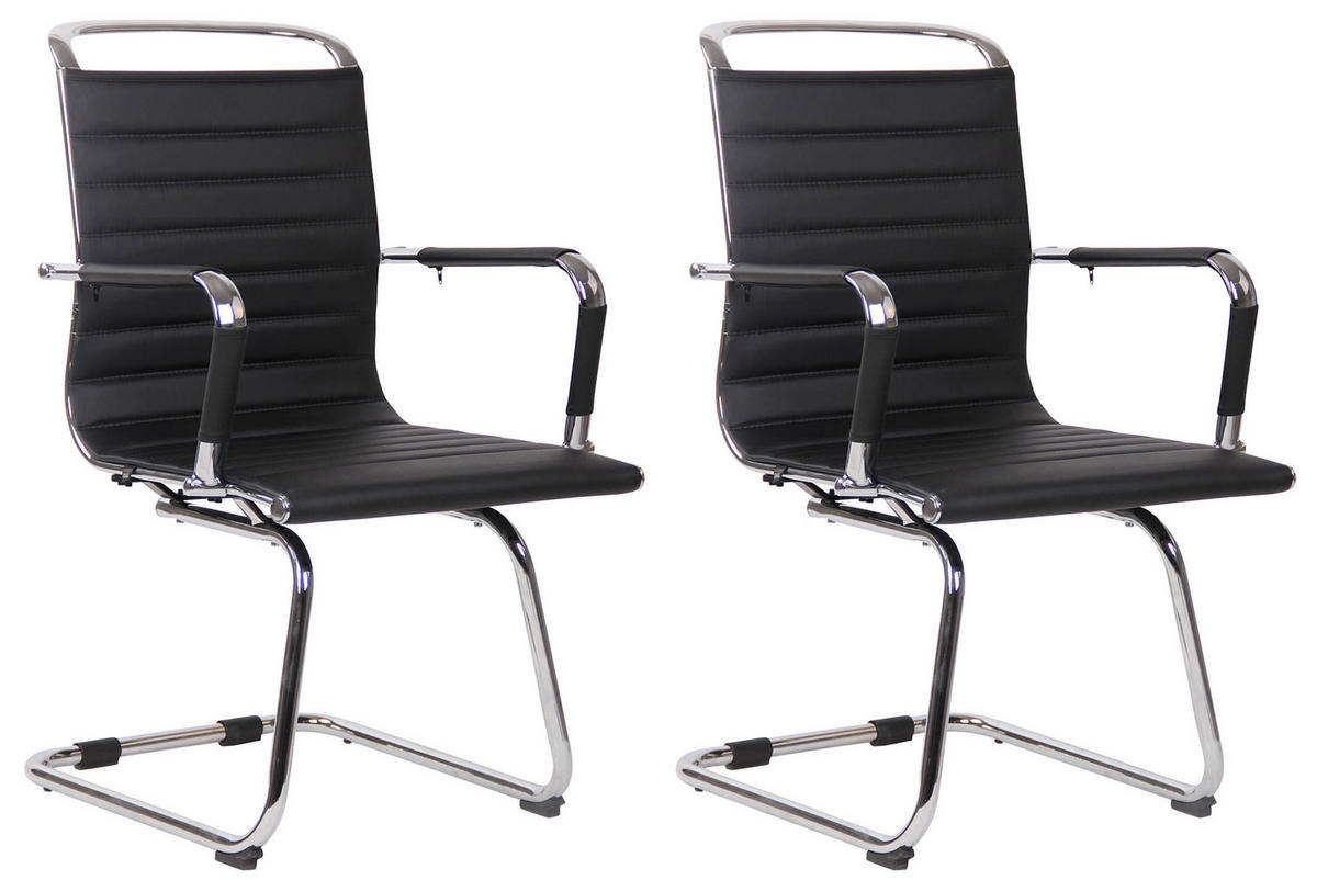 SCHWINGSTUHL 2er Set Lederlook schwarz - Schwarz, Textil/Metall (57/96/60cm) - CLP