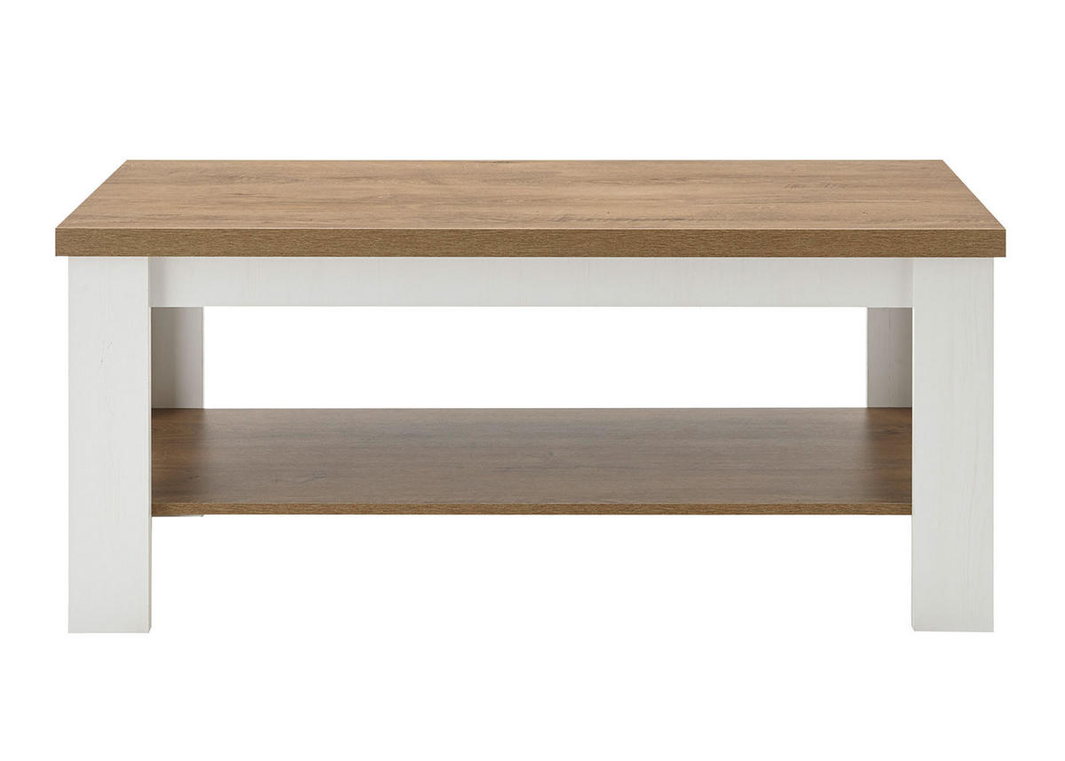 COUCHTISCH Provence Pinie weiß / Eiche hell 120 / 60 / 50cm - Eichefarben/Pinienfarben, Holz/Holzwerkstoff (60/120/50cm) - Feldmann-Wohnen