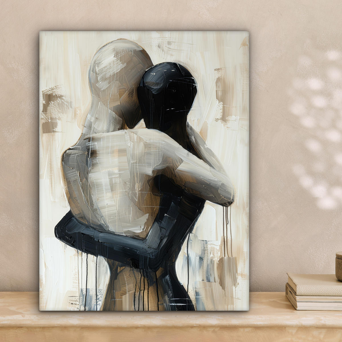 LEINWANDBILD Abstrakt - Liebe - Schwarz und weiß - Modern 30x40 cm - Schwarz, Textil (30/40cm) - MuchoWow