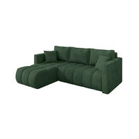 ROHOVÁ SEDAČKA s funkcí spaní, otoman vlevo GARD-L 226x146x85 zelená manšestr - černá/tmavě zelená, kompozitní dřevo/textil (226/146cm) - ALTDECOR