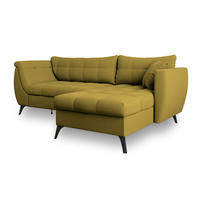 ECKSOFA MOLLIS Gelb Geflochtener-Stoff mit Schlaffunktion - Gelb, Holz (241/154cm) - MASSENO