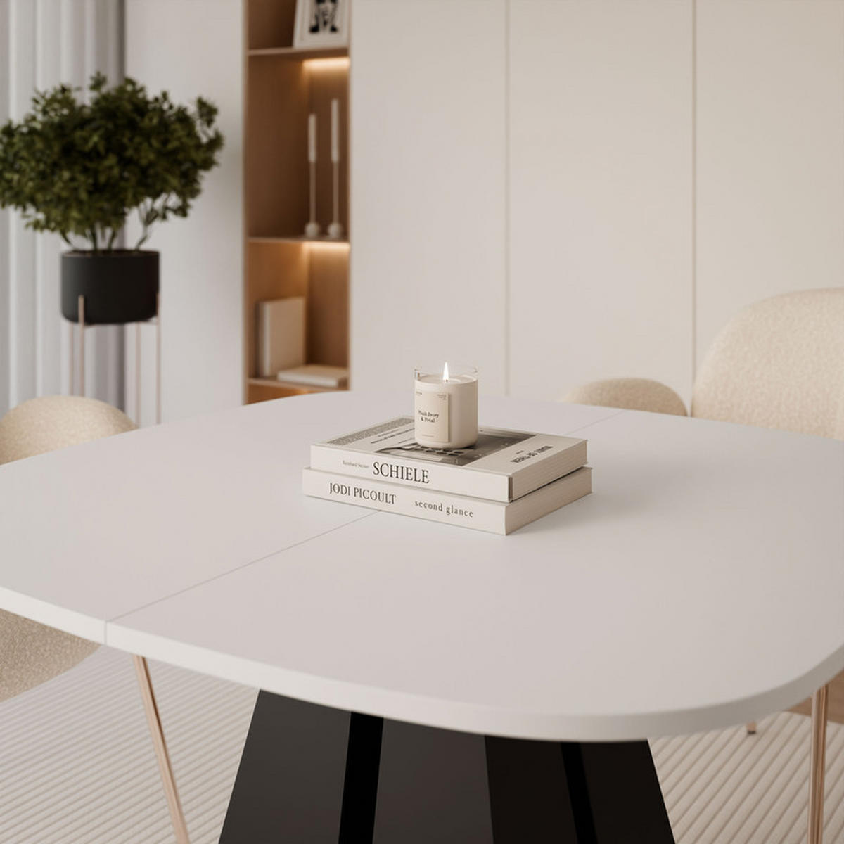 AUSZIEHTISCH ZELO 100/50/76 cm mit Metallgestell, Schwarz / Weiß - Schwarz/Weiß, Holzwerkstoff/Metall (50/100/76cm) - Idohome