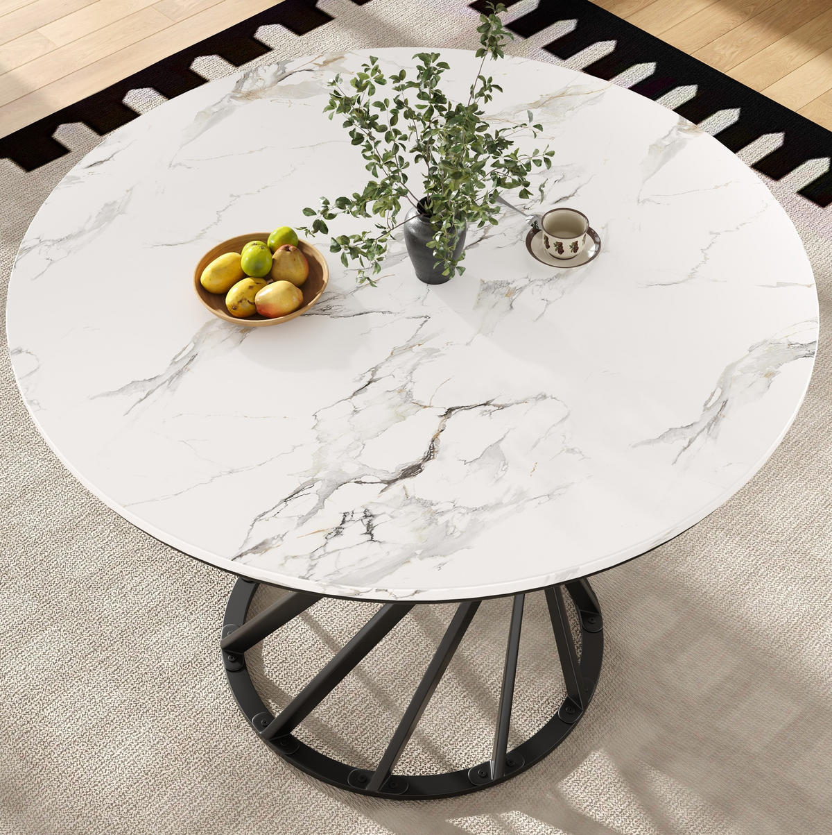 ESSTISCH, MDF-Tischplatte mit Metallgestell, 80/80/76 cm, Schwarz/Weiß - Schwarz, Holzwerkstoff (80/80/76cm) - Redom