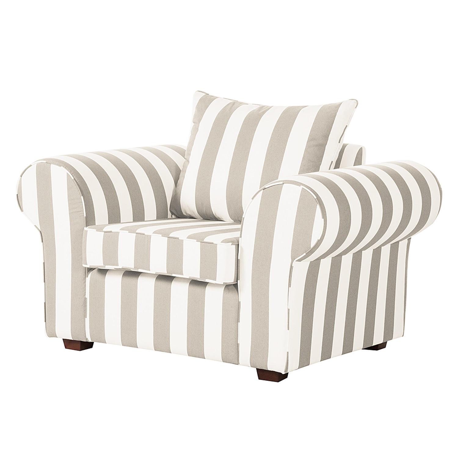 SESSEL - Webstoff - Beige gestreift - Beige, Holz/Textil (130/88/88cm) - home24