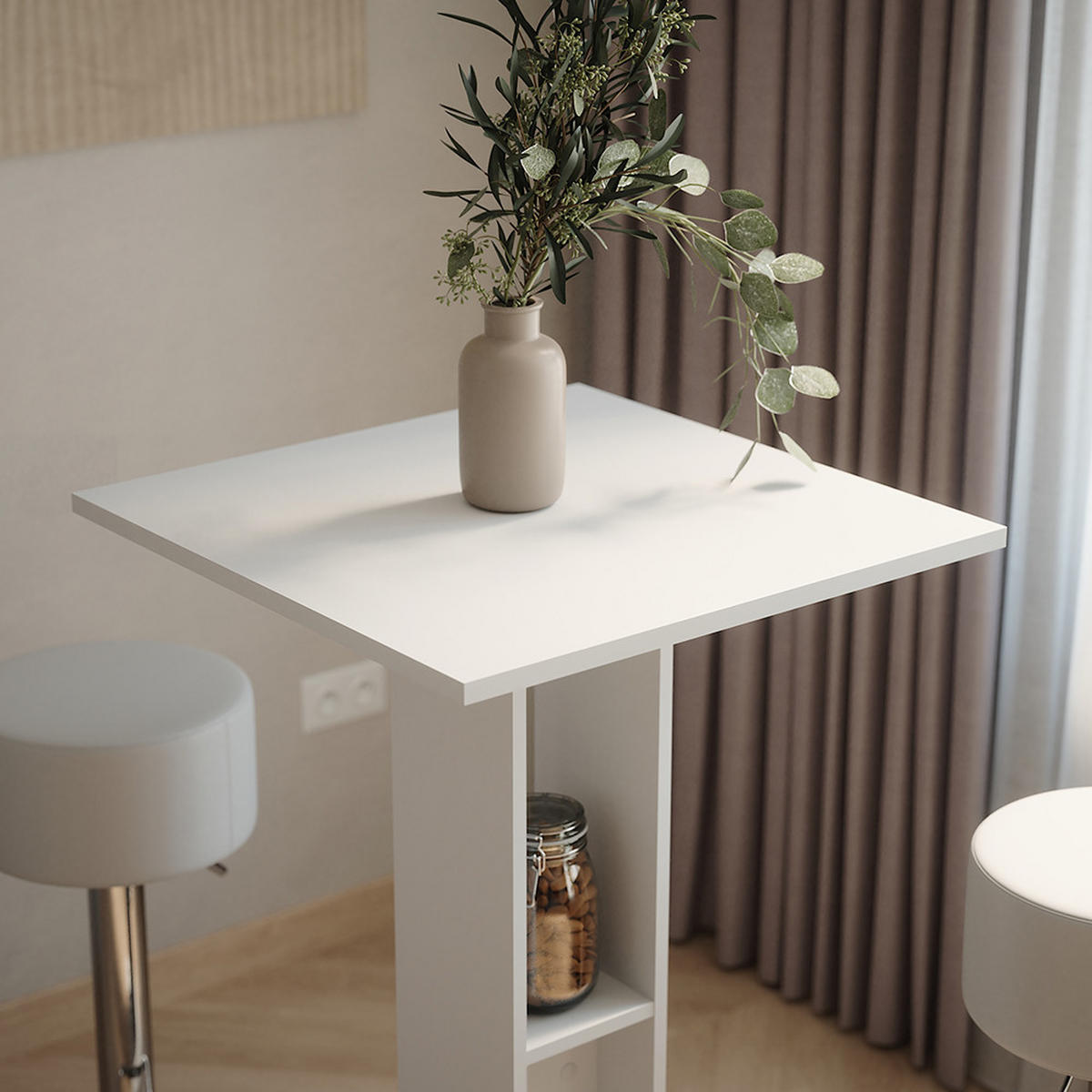 STOJACÍ BAROVÝ STŮL SE ŽIDLEMI Repose Bílá - bílá, kompozitní dřevo (65/65/106cm) - Vicco