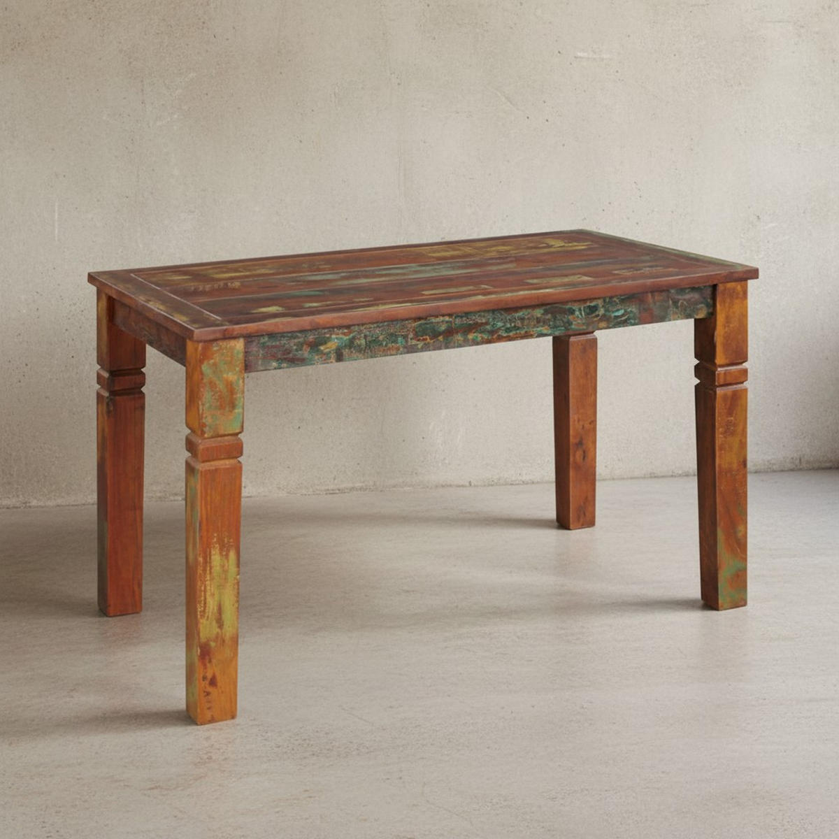ESSTISCH Mango Massivholz Klarlack Shabby Design, Braun 120x70x76 cm - Braun, Holz (70/120/76cm) - KADIMA DESIGN