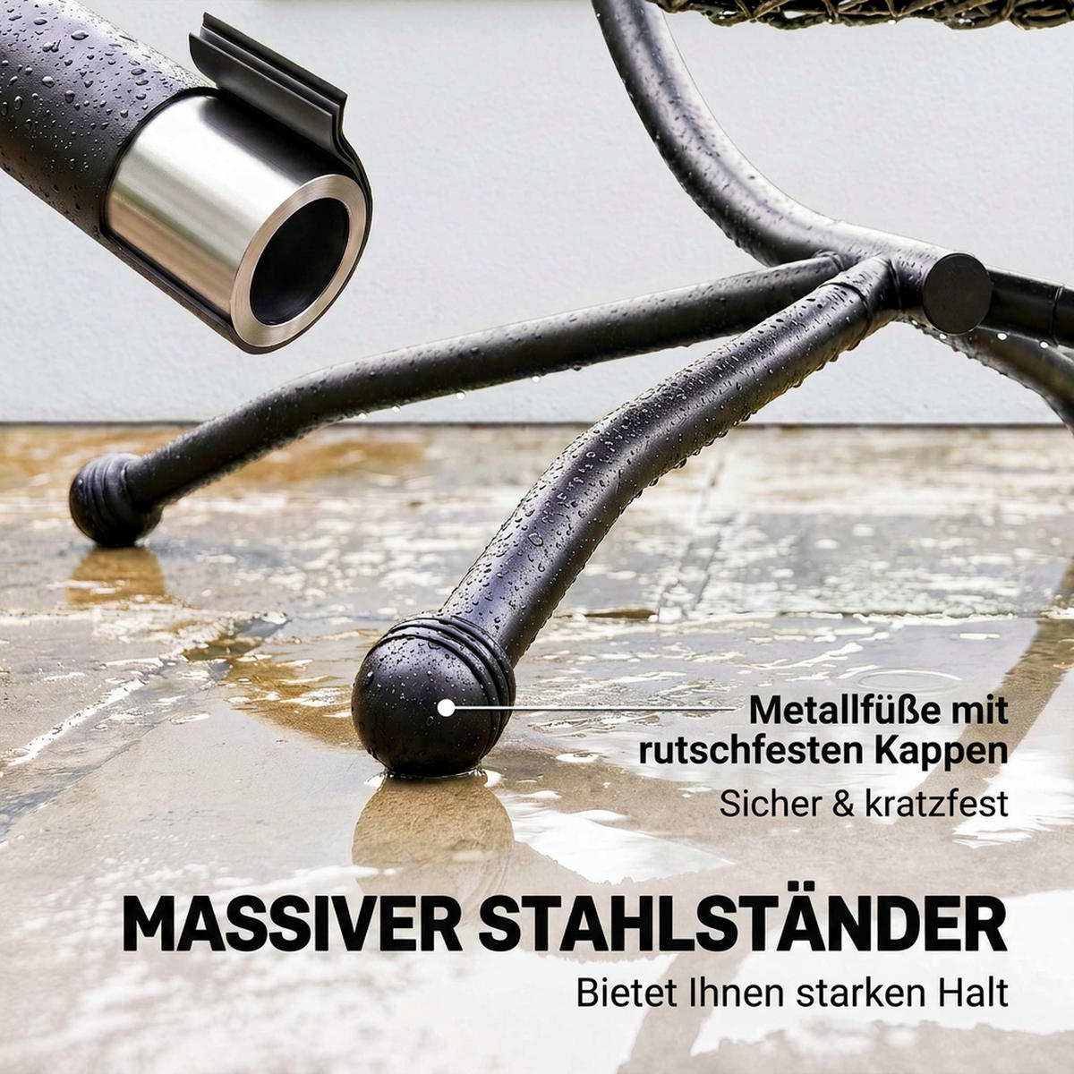 HÄNGESESSEL Grau 110.0/100.0/188.0 cm - Grau, Metall (100/188/110cm)