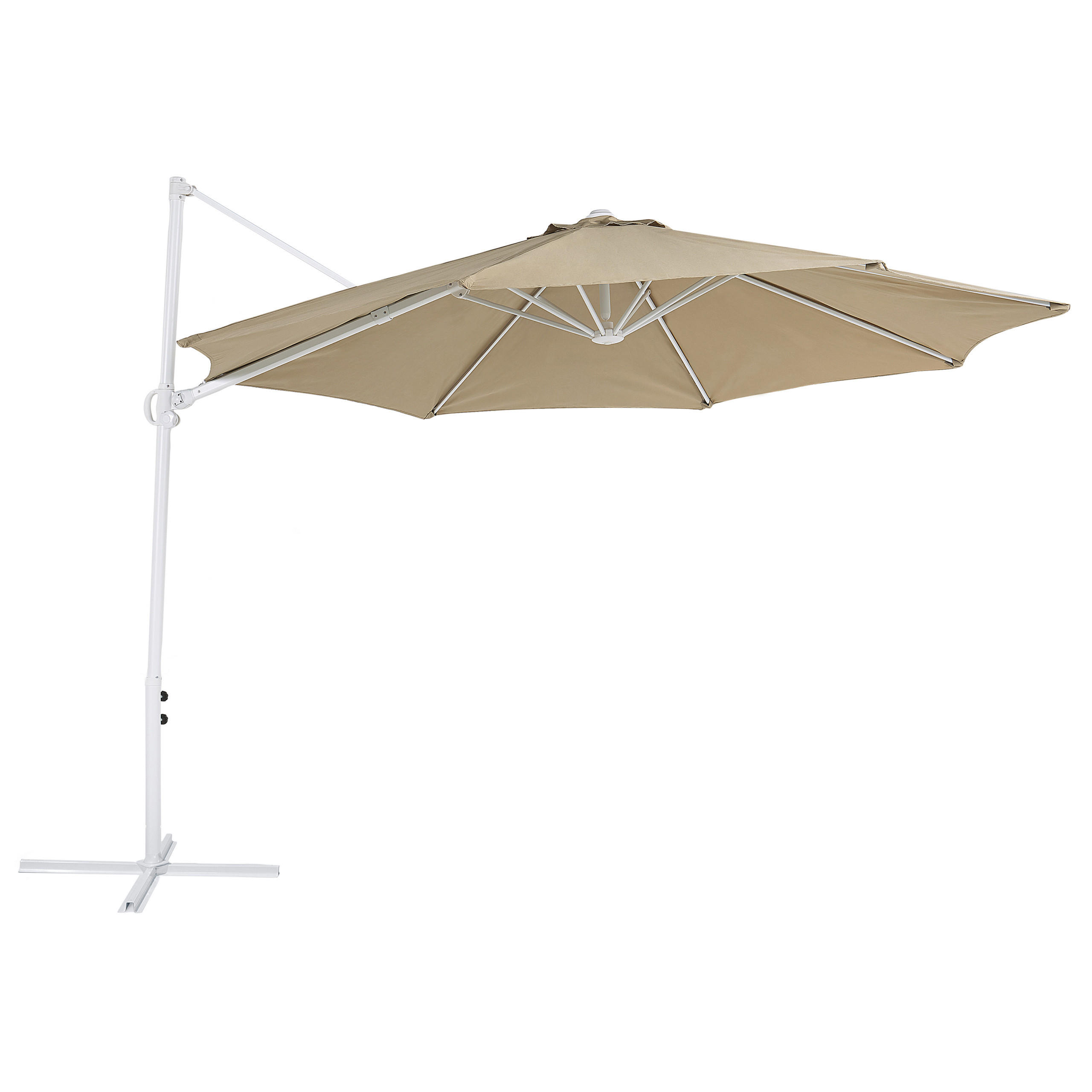 AMPELSCHIRM taupe/weiß 295 cm Savona II - Beige/Weiß, Textil (295/295cm) - Beliani