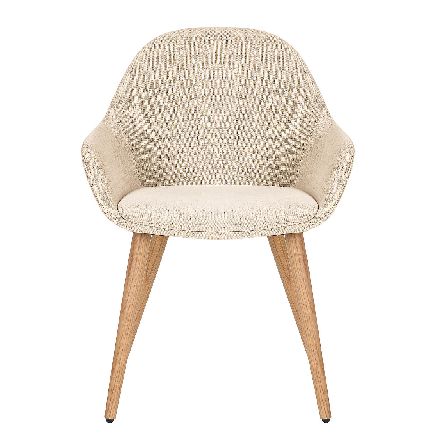 POLSTERSTUHL - Leinen / Eiche massiv, 2er-Set - Eichefarben/Creme, Holz (58/84/61cm) - home24