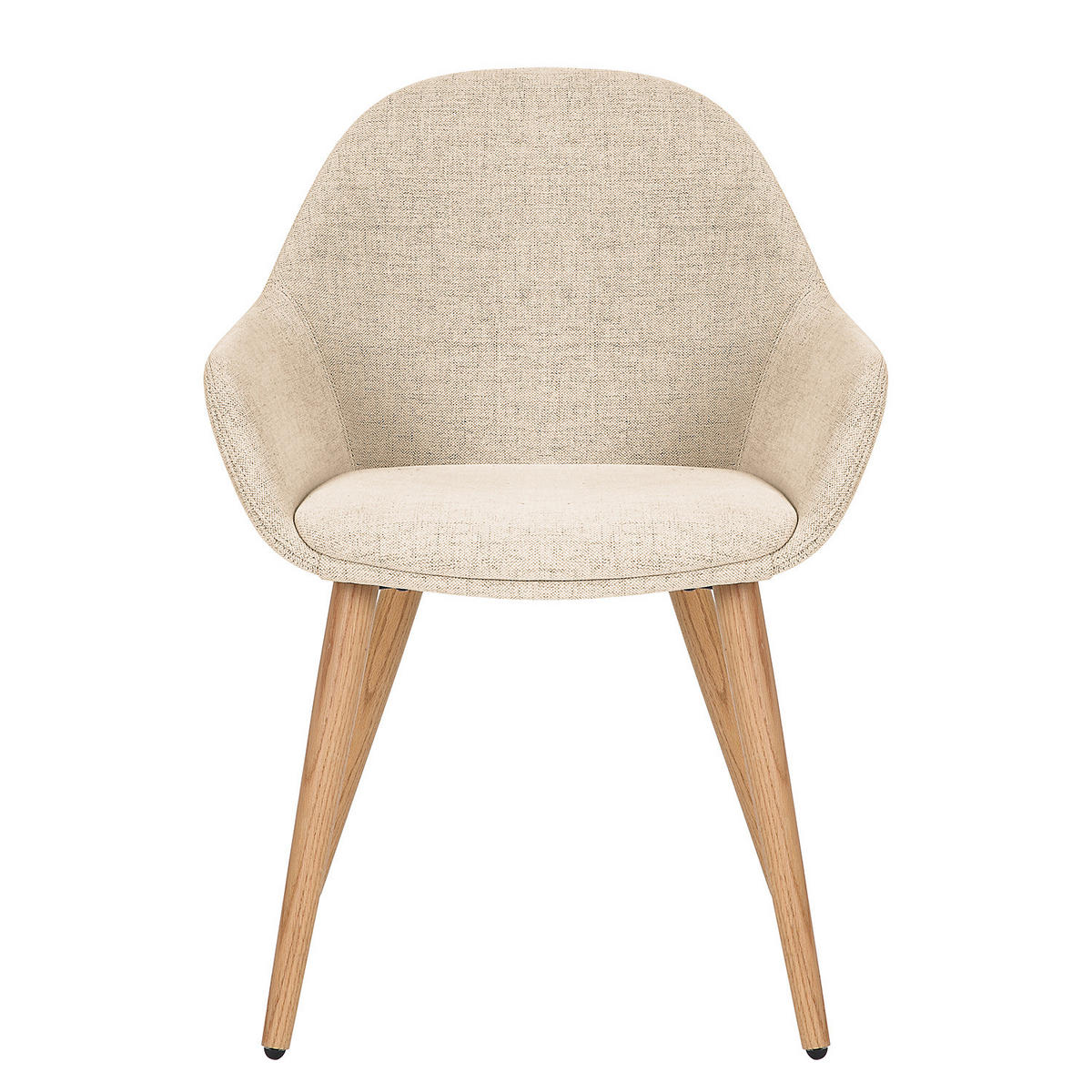 POLSTERSTUHL - Leinen / Eiche massiv, 2er-Set - Eichefarben/Creme, Holz (58/84/61cm) - home24