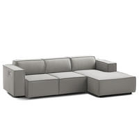 ECKSOFA mit Longchair - Graubraun/Schwarz, Kunststoff/Textil (260/177cm) - home24