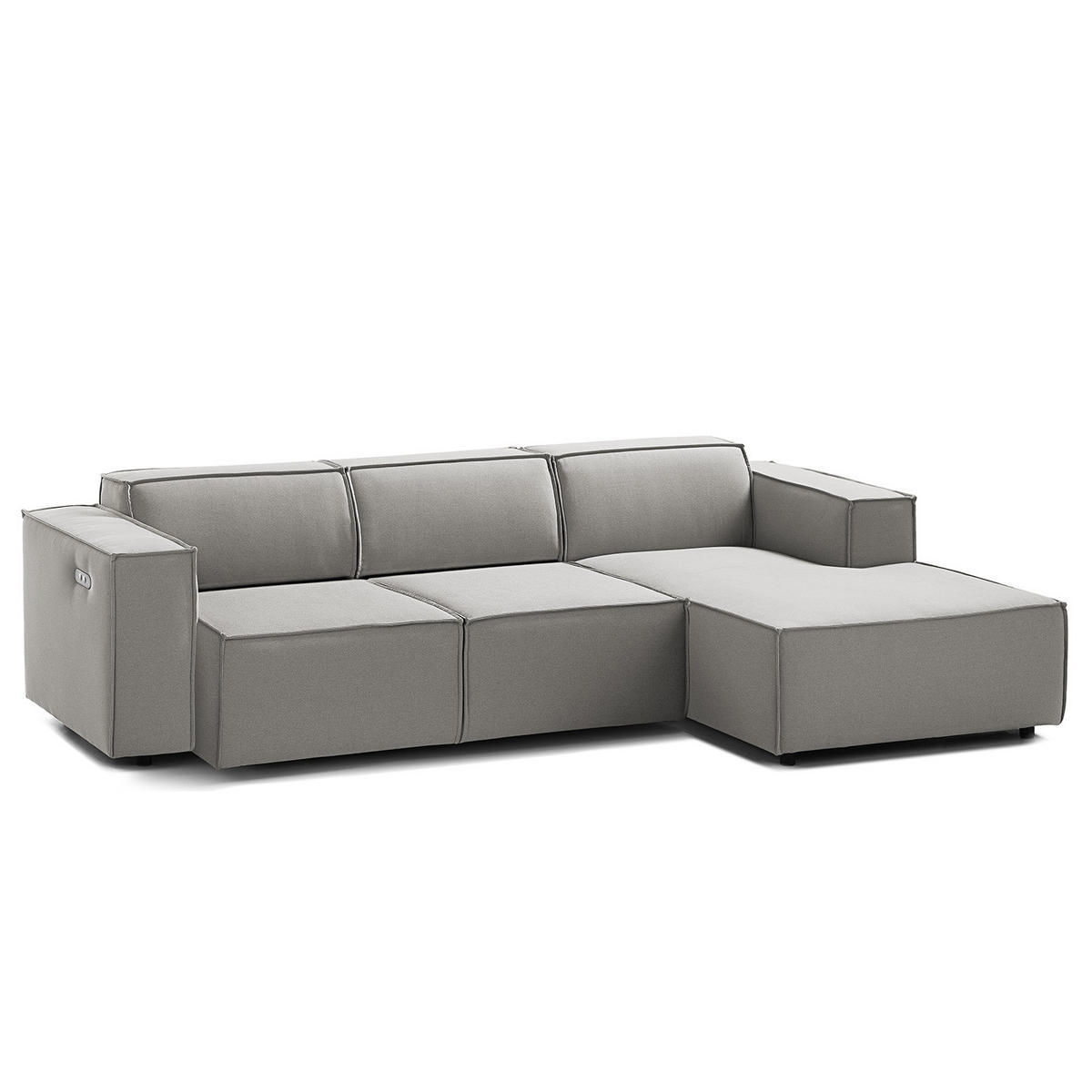 ECKSOFA mit Longchair - Graubraun/Schwarz, Kunststoff/Textil (260/177cm) - home24