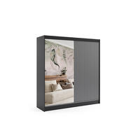 KLEIDERSCHRANK VILAN mit Spiegel - 200 cm - Schwarz - Schwarz, Holzwerkstoff (200/215/61cm) - ALTDECOR