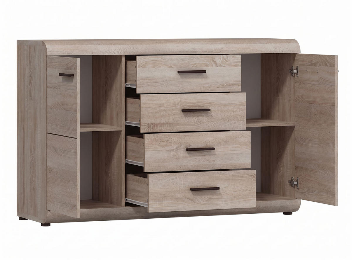 KOMBIKOMMODE Link Eiche Sonoma 140 / 42 / 86,5 cm - Braun/Sonoma Eiche, Holz/Holzwerkstoff (140/86/42cm) - Feldmann-Wohnen